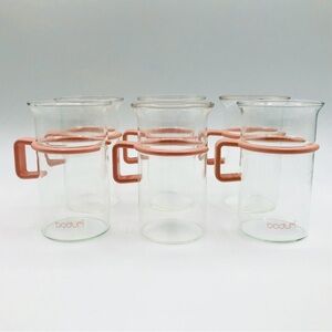 Vintage Pink Bodum Glass Mugs (Set of 6)